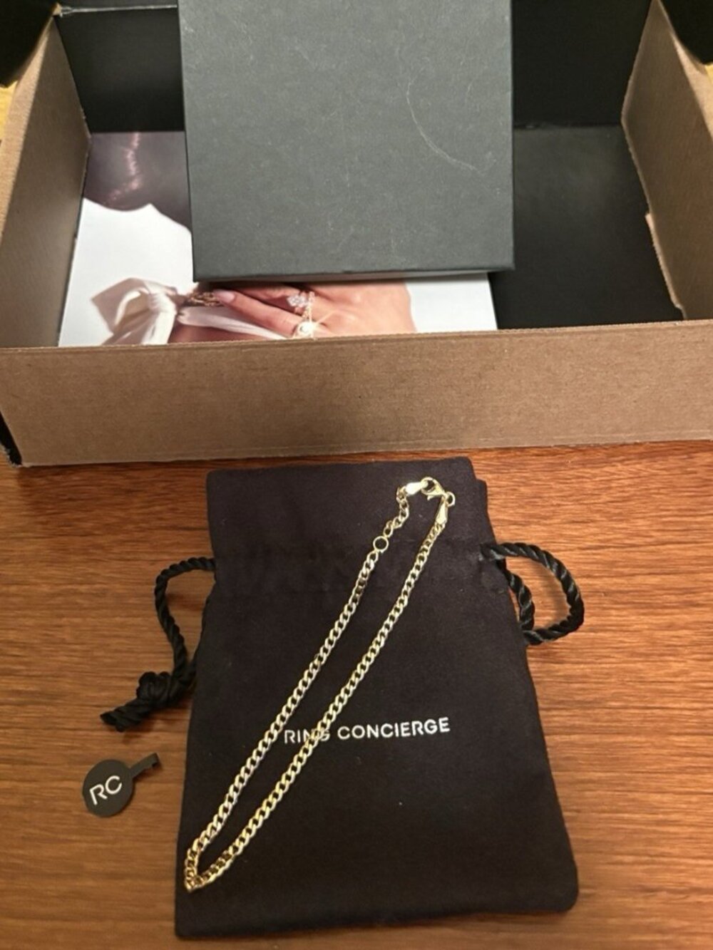 Ring Concierge 14k YG Flat Diamond Cut Curb Chain Anklet-Ankle bracelet 8โ - 9โ